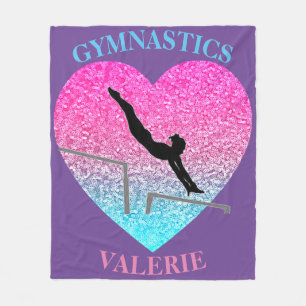 Gymnastics Uneven Bars Fleece Blanket w/ Name
