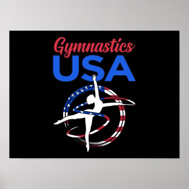 Gymnastics USA Flag Gymnast Gymnastic Sports Lover Poster (Front)
