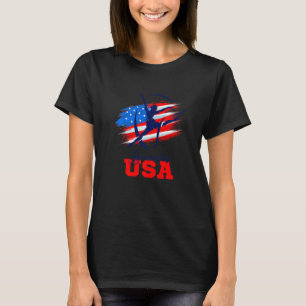 Gymnastics Usa Team American Flag Gymnast Sport Lo T-Shirt