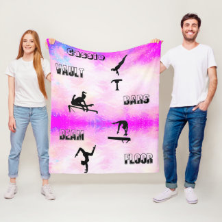 Gymnastics Vault, Bars, Beam, Floor Fleece Blanket
