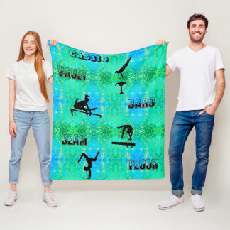 Gymnastics Vault, Bars, Beam, Floor Fleece Blanket