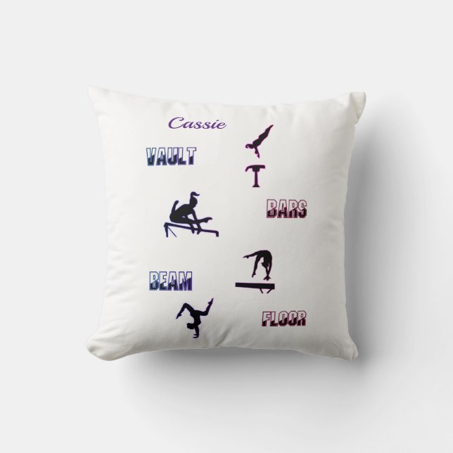 Gymnastics Vault, Bars, Beam, Floor Throw Pillow (Front)
