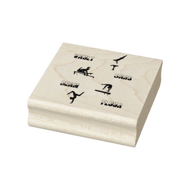 Gymnastics Vault, Bars, Beam, Floor Wood Art Stamp (Stamp)