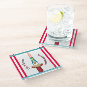 Gymnastics Vault Life Is Better Upside Down     Glass Coaster