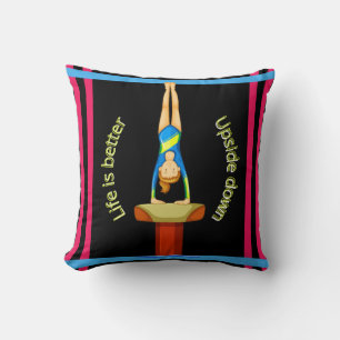 Gymnastics Vault Life Is Better Upside Down Neon Cushion