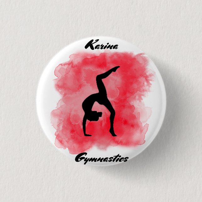 Gymnastics Watercolor Splash Personalised   3 Cm Round Badge (Front)