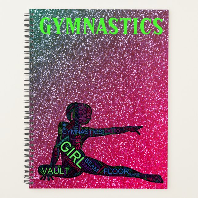 Gymnastics Watermelon Sparkle Neon Word Art Planner (Front)