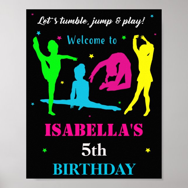 Gymnastics welcome party sign Flip Jump poster (Front)