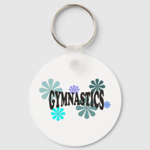 Gymnastics with Blue Flowers Key Ring