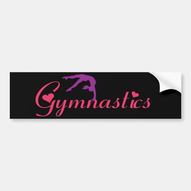 Gymnastics with Hearts Bumper Sticker (Front)
