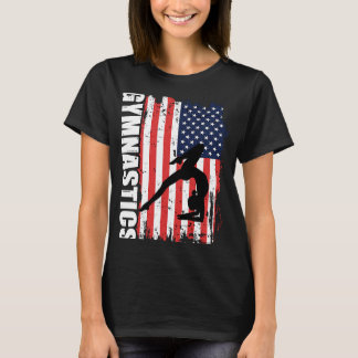 Gymnastics Women men Girls Teens Gymnast US Flag 4 T-Shirt