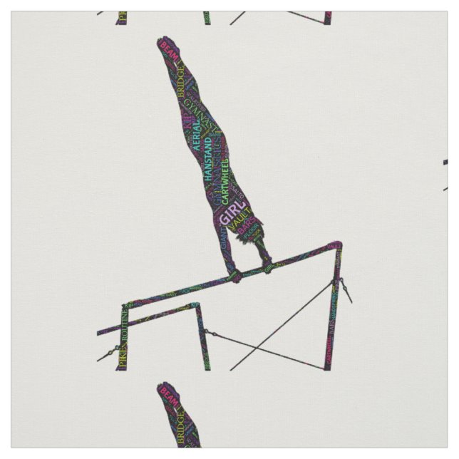 Gymnastics Word Art On Uneven Bars Fabric (Swatch)