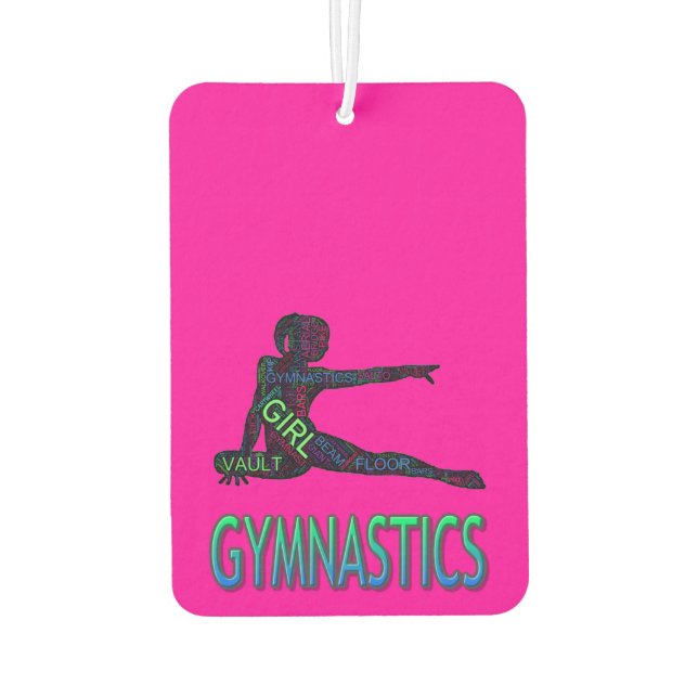 Gymnastics Word Art Pink & Purple Air Freshener (Back)