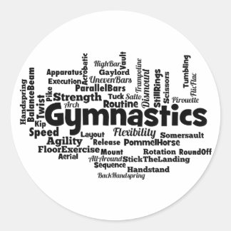 Gymnastics Word Cloud Classic Round Sticker