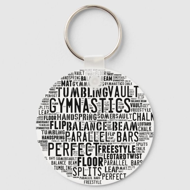 Gymnastics Word Cloud Key Ring (Front)