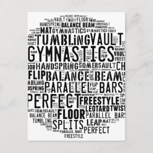 Gymnastics Word Cloud Postcard