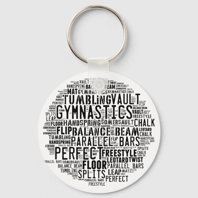 Gymnastics Word Cloud Tumbling Key Ring (Front)