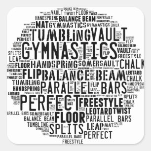 Gymnastics Word Cloud Tumbling Square Sticker