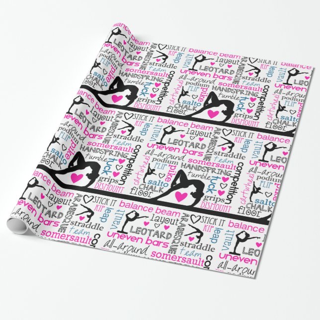 Gymnastics Words Wrapping Paper (Unrolled)