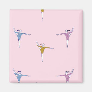 gymnasts on pink magnet