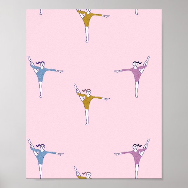 gymnasts on pink poster (Front)