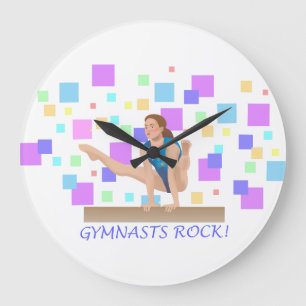 Gymnasts Rock!  Balance Beam Large Clock