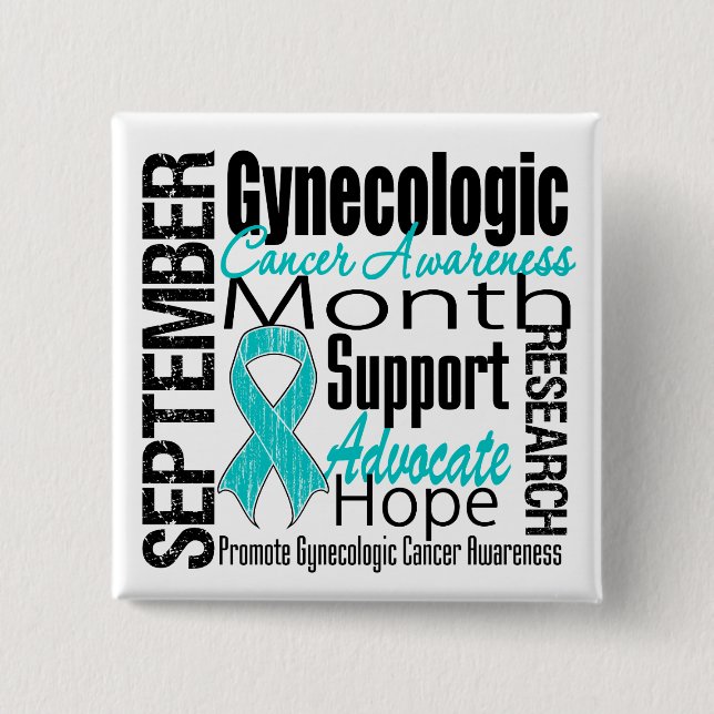 Gynaecologic Cancer Awareness Month TRIBUTE 15 Cm Square Badge (Front)