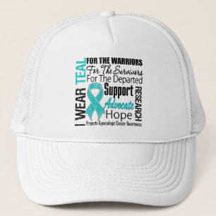 Gynaecologic Cancer I Wear Teal Ribbon TRIBUTE Trucker Hat