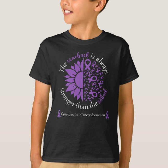 Gynaecological Cancer Awareness Purple Ribbon T-Shirt (Front)