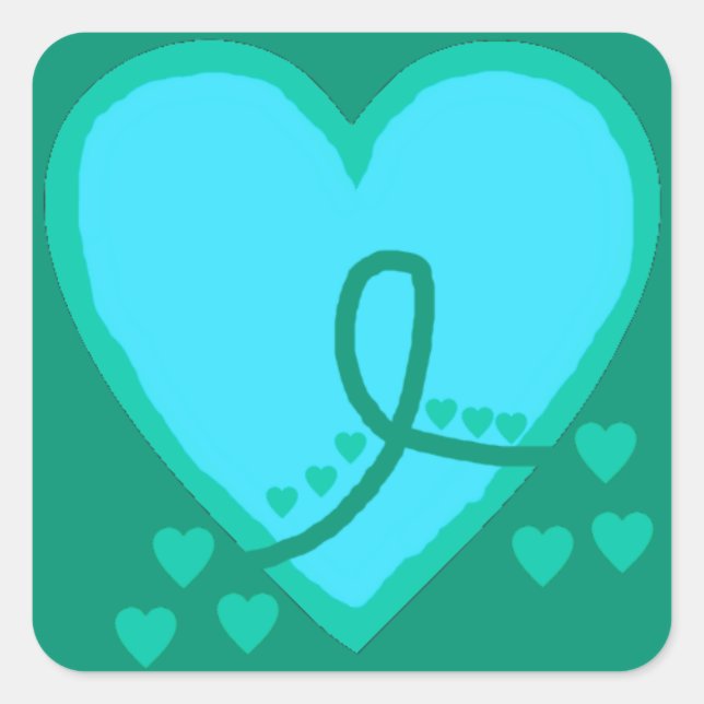 Gynaecological, cervical, ovarian Survival Heart Square Sticker (Front)