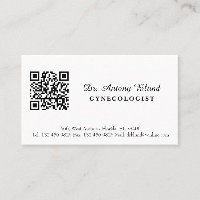 Gynaecologist Business card with QR code (Front)