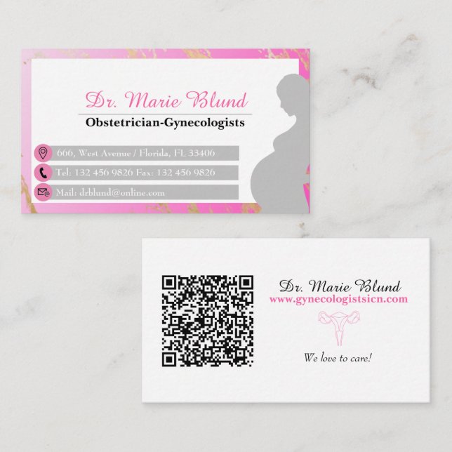 Gynaecologist OBGYN Obstetrician Elegant Minimalis Business Card (Front/Back)