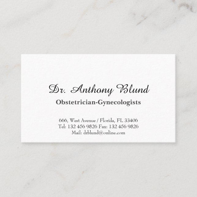 Gynaecologist obstetrician OBGYN doctor Business C Business Card (Front)