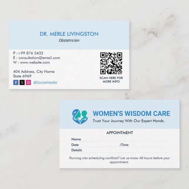 Gynaecology Clinic Business | Modern Appointment Business Card | Zazzle