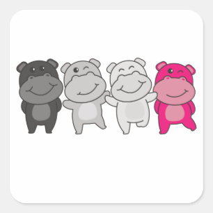 Gynephilia Flag Pride Lgbtq Cute Hippo Square Stic Sticker