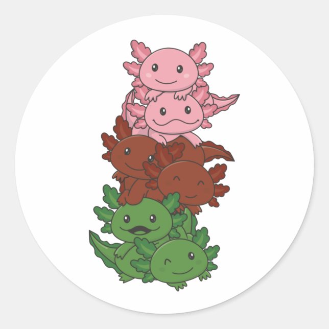 Gynosexual Flag Gander Pride Lgbtq Axolotl Pile Cl Classic Round Sticker (Front)