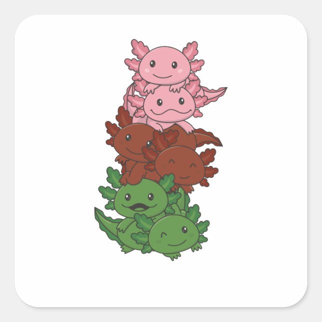 Gynosexual Flag Gander Pride Lgbtq Axolotl Pile Square Sticker (Front)