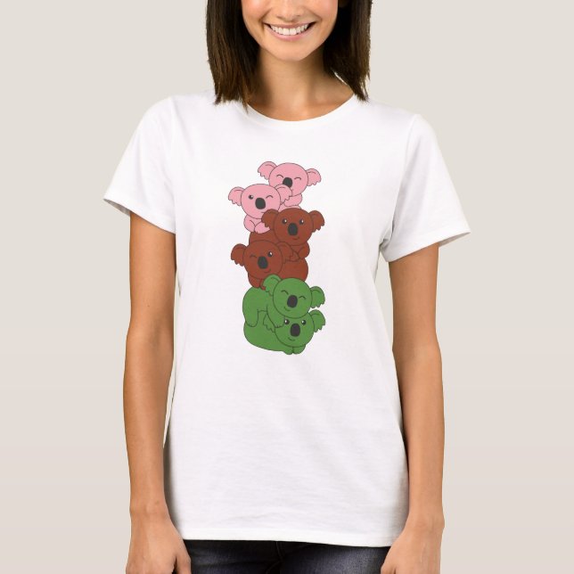 Gynosexual Flag Pride Lgbtq Cute Koala Pile T-Shirt (Front)