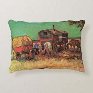 Gypsies with Caravans by Vincent van Gogh Decorative Cushion