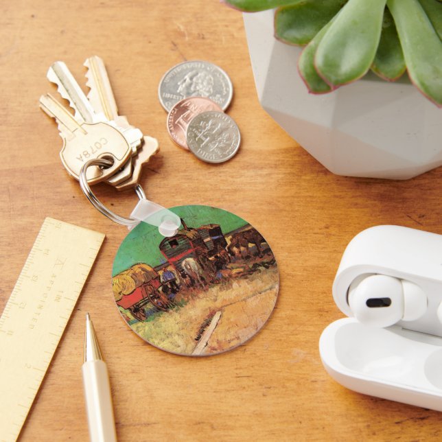 Gypsies with Caravans by Vincent van Gogh Key Ring (Desk)