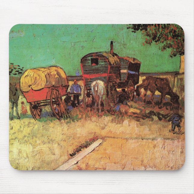Gypsies with Caravans by Vincent van Gogh Mouse Mat (Front)