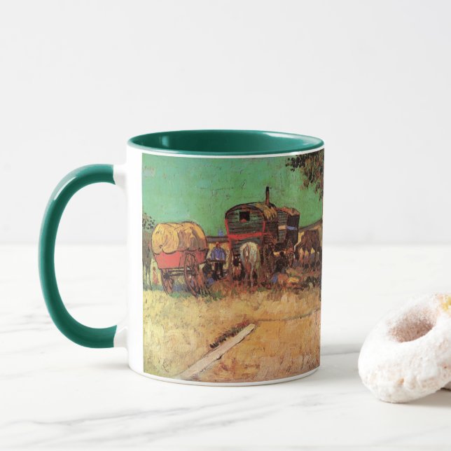 Gypsies with Caravans by Vincent van Gogh Mug (With Donut)