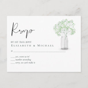 Gypsophila Babys Breath Simple Wedding RSVP Postcard
