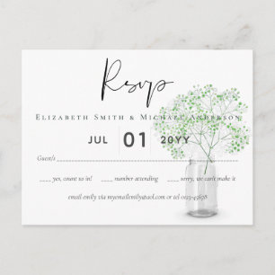 Gypsophila Babys Breath Simple Wedding RSVP Postcard