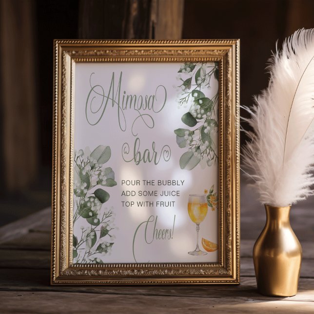 Gypsophila Eucalypts Bridal Shower Mimosa Bar Sign (Gypsophila Eucalypts Bridal Shower Mimosa Bar Sign)