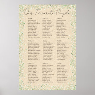 Gypsophila Floral Rustic Wedding Seating Chart