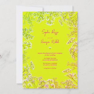 Gypsophila Neon Yellow Mix and Match Wedding Invitation