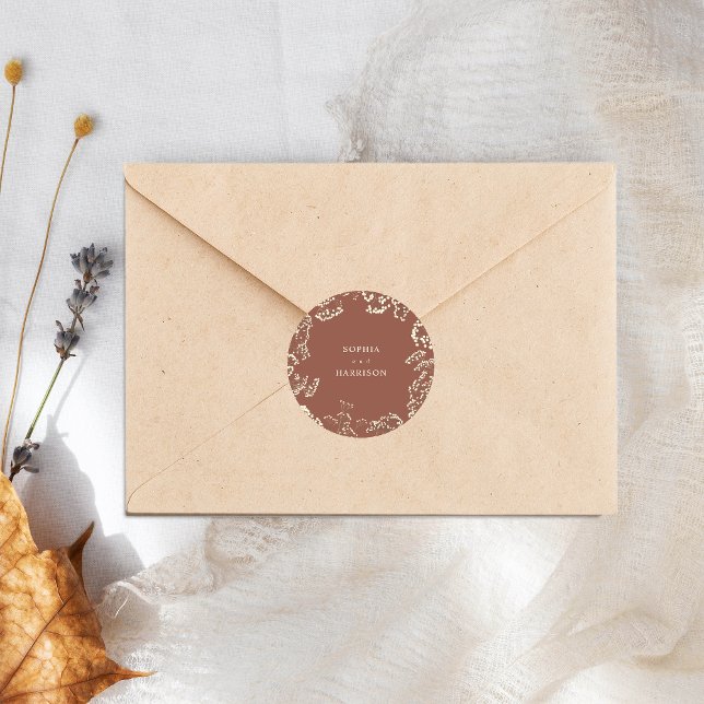 Gypsophila Terracotta Wedding Classic Round Sticker (Creator Uploaded)