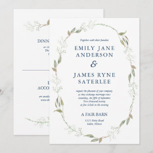 Gypsophila Wreath Wedding Invitation