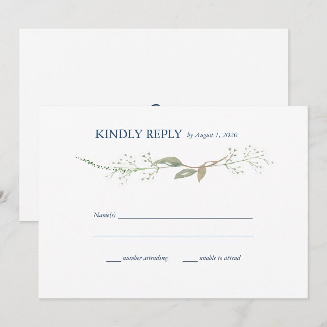 Gypsophila Wreath Wedding RSVP Invitation (Front/Back)